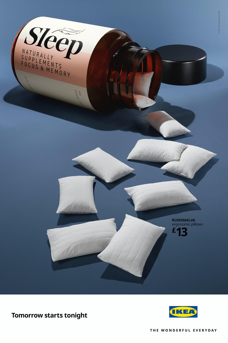 將睡眠床品制成抗衰老產(chǎn)品，宜家平面喊你今晚早點(diǎn)睡
